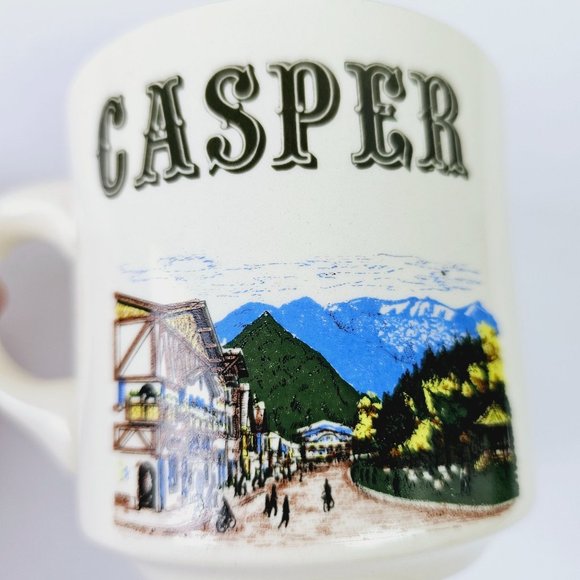 Vintage Casper Wyoming Porcelain Town Mountain Scene Coffee Mug, EVC - Picture 2 of 8